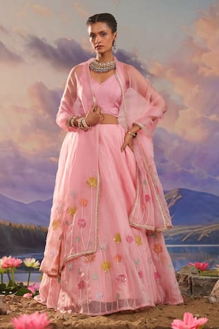 Charu Makkar Floral Embroidered Lehenga Set 