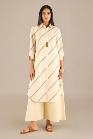 AMPM Nima Pin Striped Collared Kurta With Palazzo 