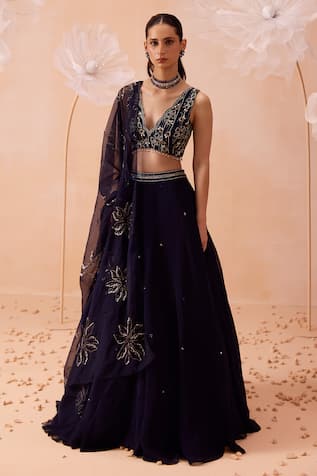 PARUL GANDHI Placement Embroidered Lehenga Blouse Set 