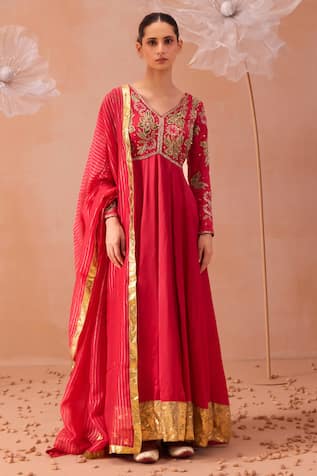 PARUL GANDHI Gul Hand Embroidered Anarkali With Dupatta 