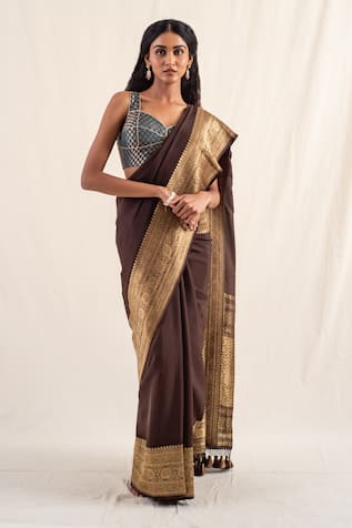 Priyanka Raajiv Burma Floral Pattern Saree With Unstitched Blouse Piece 