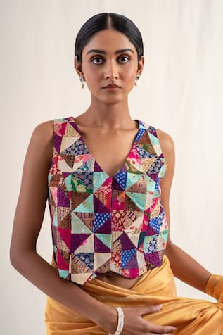 Priyanka Raajiv Mirza Patchwork Brocade Blouse 