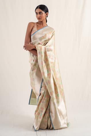 Priyanka Raajiv Sadar Minakari Work Saree With Unstitched Blouse Piece 