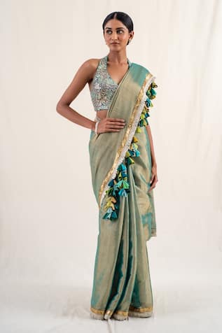 Priyanka Raajiv Sireh Border Zari Work Saree With Unstitched Blouse Piece 