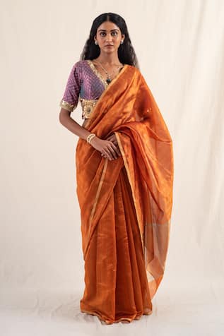 Priyanka Raajiv Yasti Zari Striped Saree With Unstitched Blouse Piece 