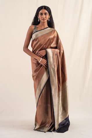 Priyanka Raajiv Zuri Border Work Saree With Unstitched Blouse Piece 