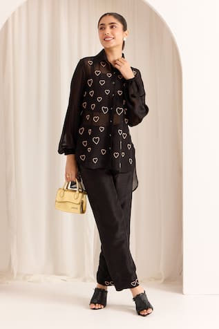 Sonal Pasrija Embellished High-Low Shirt With Pant 