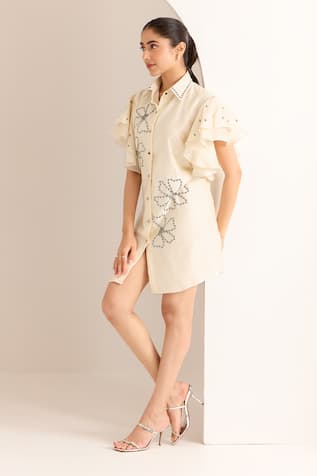 Sonal Pasrija Chanderi Bead Embellished Shirt Dress 