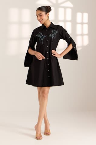 Sonal Pasrija Lily Bead Embellished Shirt Dress 