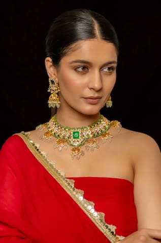 Shlok Jewels Kundan Embellished Necklace Set 