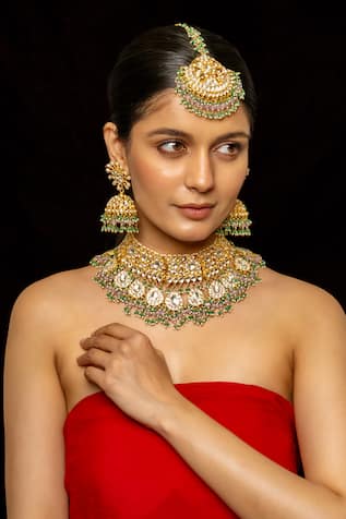 SHLOK JEWELS Kundan & Stone Embellished Necklace Set 