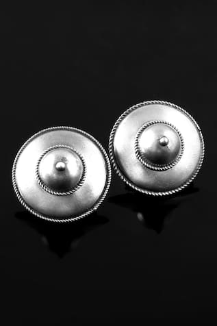 Noor Oxidized Circular Studs 