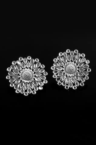 Noor Polki Embellished Floral Studs 