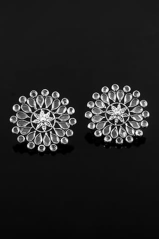 Noor Polki Embellished Flower Studs 