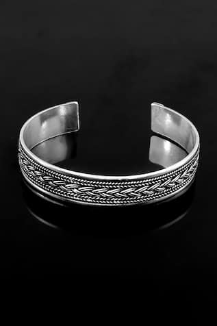 Noor Braided Vine Oxidized Cuff Bangle 