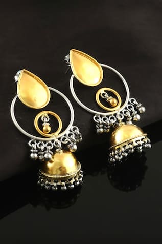 Noor Dual Toned Teardrop Antique Jhumkas 