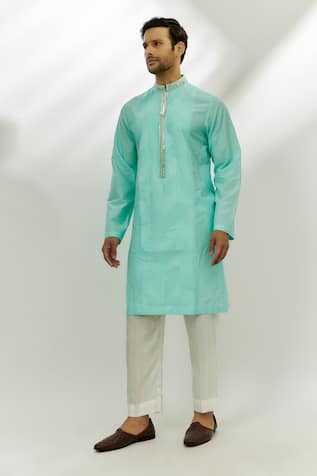 Nadima Saqib Cotton Silk Embroidered Kurta 