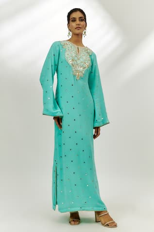 Nadima Saqib Floral Zardozi Embroidered Kaftan 