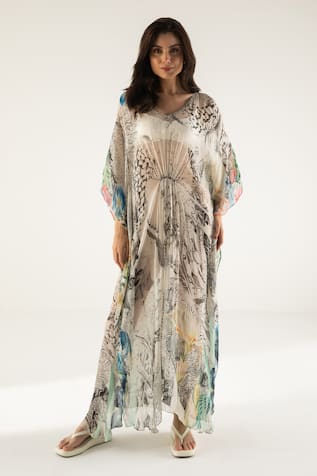 REENA SHARMA Advika Abstract Print Kaftan 