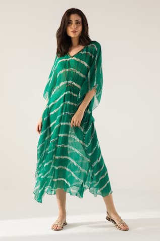 REENA SHARMA Advika Abstract Striped Print Kaftan 