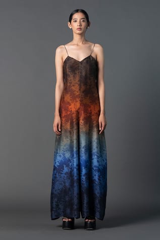 Clos Autumn Ombre Print Jumpsuit 