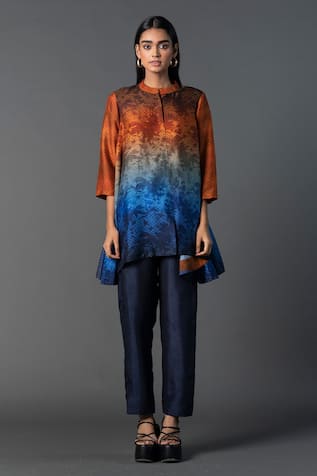Clos High-Low Ombre Print Tunic With Pant 
