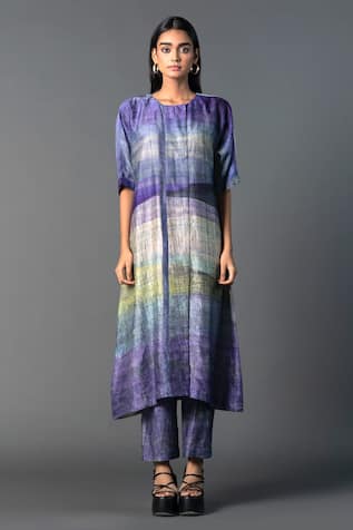 Clos Abstract Print A-Line Kurta With Pant 