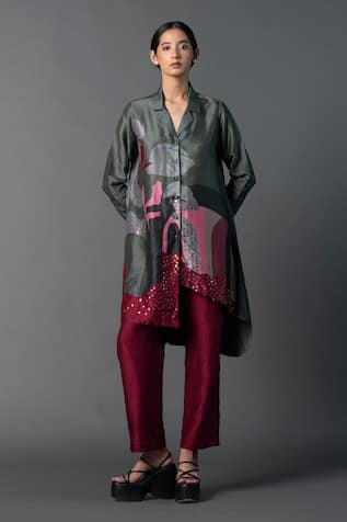 Clos Abstract Print Kurta With Pant 