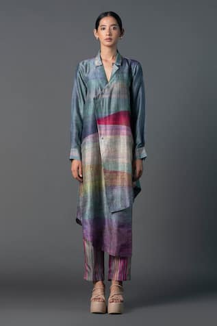 Clos Asymmetric Printed Kurta With Pant 