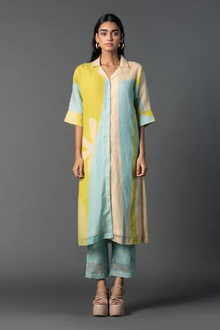 Clos Abstract Print Straight Shirt Kurta With Pant 