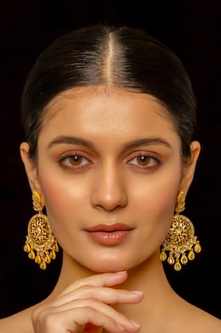 Shlok Jewels Suryaphool Studded Chandbalis 