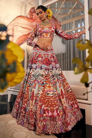 Label Deepshika Agarwal Lake Mosaic Embroidered Lehenga Set 