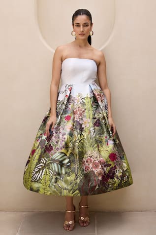 Prints by Radhika Floral Print Strapless Dress 