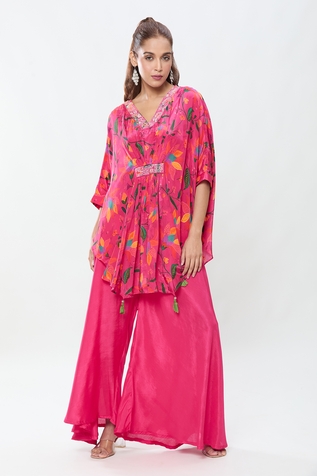 Adara Khan Botanical Print Kaftan & Palazzo Set