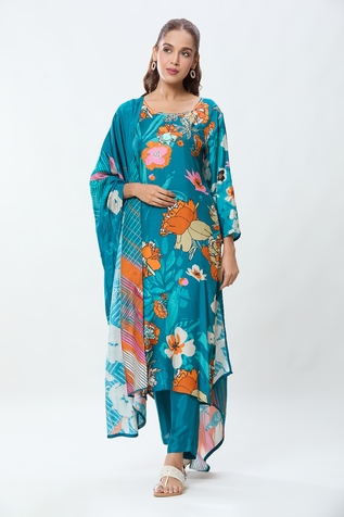 Adara Khan Garden Print Kurta Set