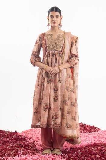 Samant Chauhan Floral Bloom Print Anarkali Pant Set 