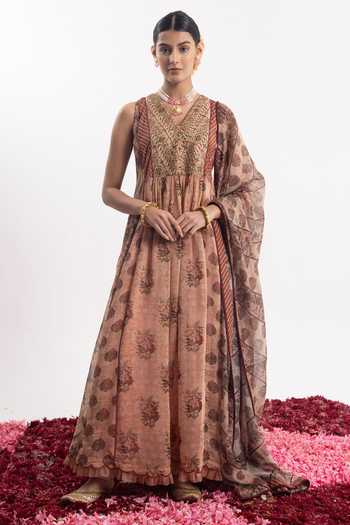 Samant Chauhan Embroidered Bodice Anarkali Churidar Set 