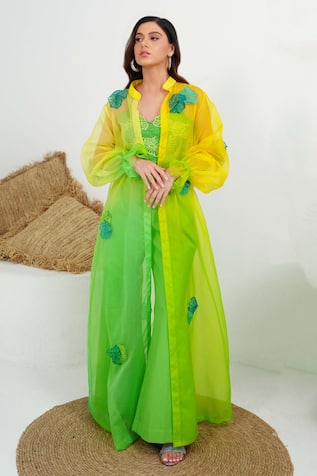 Vidhi Wadhwani Anis Applique Embroidered Jacket Pant Set 