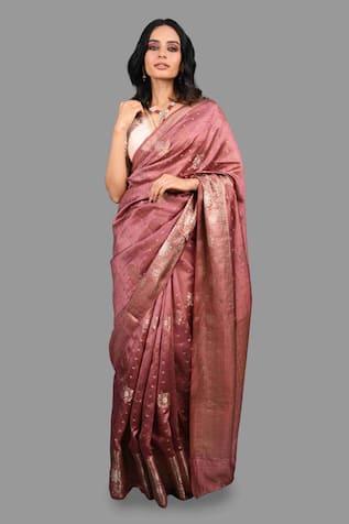 Zal From Benaras Gullista Woven Banarasi Handloom Saree With Unstitched Blouse Piece 