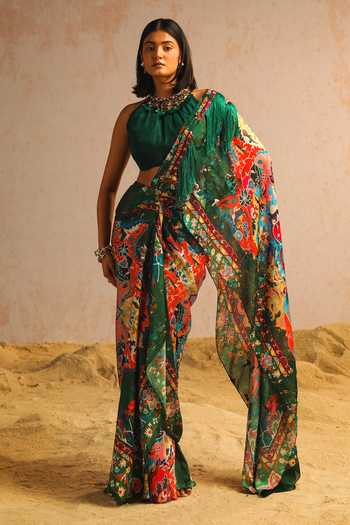 Aditi Gupta Printed Pre-Draped Saree With Blouse 