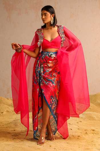 Aditi Gupta Embroidered Cape Skirt Set 