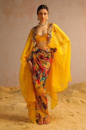 Aditi Gupta Zardosi Embroidered Cape Skirt Set 