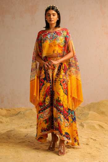 Aditi Gupta Abstract Motifs Print Cape Pant Set 