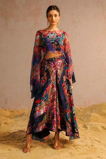 Aditi Gupta Abstract Print Cape Pant Set 