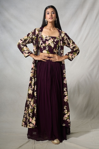 Khwaab by Sanjana Lakhani Floral Blossom Embroidered Jacket Lehenga Set
