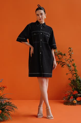 Label RaMa Printemps Stitch Line Detail Shirt Dress 