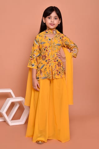 Samyukta Singhania Floral Embroidered Kurta Palazzo Set 