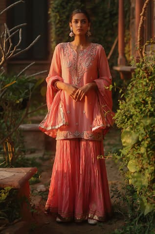 Nazar By Indu Pearl Embroidered Kurta Palazzo Set 