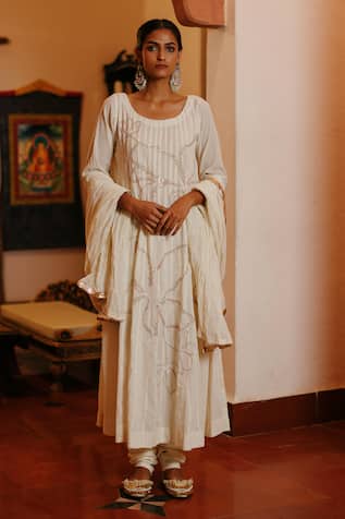 Nazar By Indu Floral Bloom Embroidered Anarkali Churidar Set 