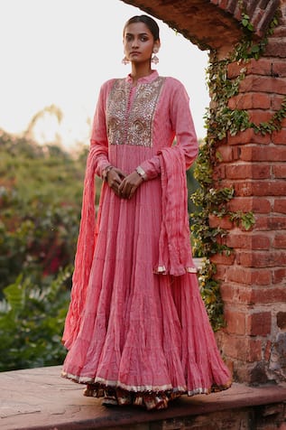 Nazar by Indu Gota Patti Embroidered Yoke Anarkali With Churidar 